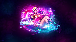 pink-haired female anime character wallpaper, League of Legends, ADC, Marksman, arcade 