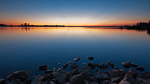 landscape photography of body of water, water, lake, landscape, sky