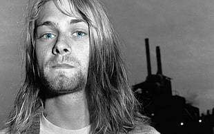 Kurt Cobain, Kurt Cobain, musician, blue eyes, selective coloring