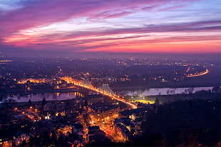 aerial photo of city lights HD wallpaper