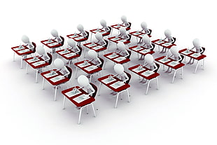 Men,  Desks,  Test,  White background