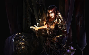 female anime character illustration, fantasy art, women, Warcraft, Paladin