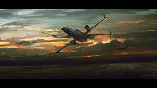 gray aircraft poster HD wallpaper