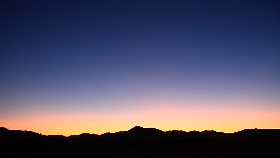 silhouette hill, sunset, sunlight, dark, sky HD wallpaper