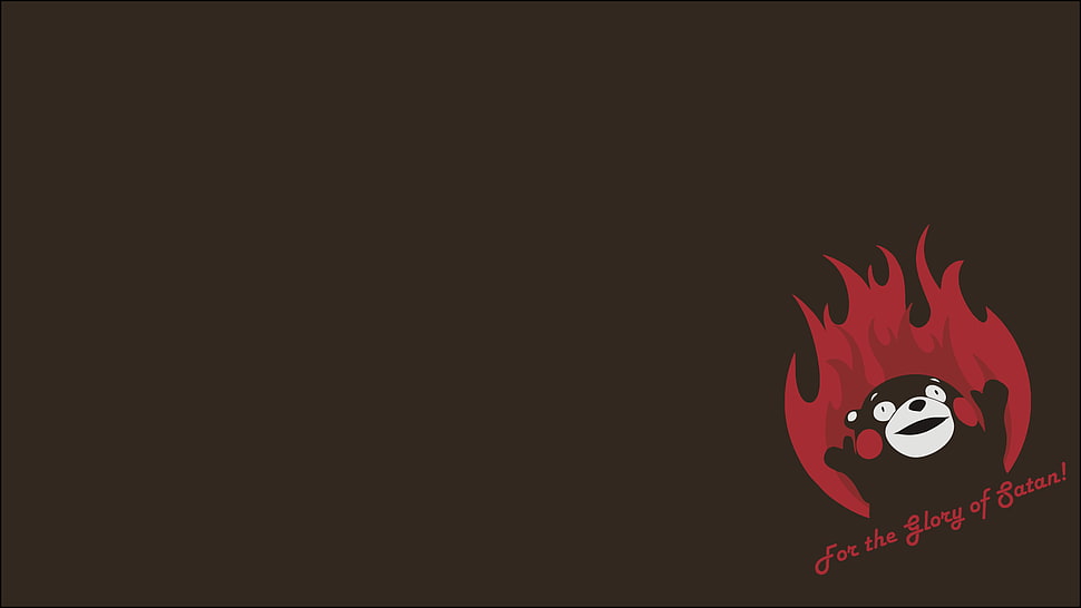 black and red bear illustration, kumamon, fire, Satan HD wallpaper