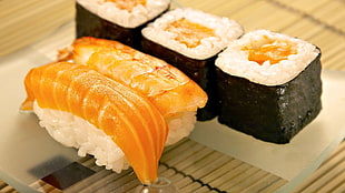 sushi and rice cake platter
