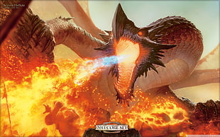 2011 Core Set dragon illustration, Magic: The Gathering, dragon, fantasy art HD wallpaper