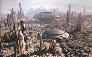 gray dome building, Star Wars, Coruscant, science fiction