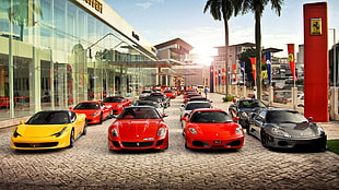 assorted-color Lamborghini car lot, Ferrari, car