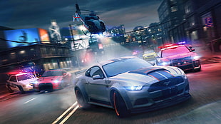Ford Shelby coupe illustration, Need for Speed: No Limits, video games, night, city HD wallpaper