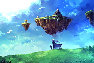 floating islands anime fanart, Chrono Trigger, fantasy art, video games