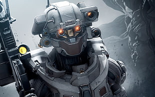 gray robot character digital wallpaper, video games, artwork, Halo 5, Halo 5: Guardians