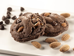 chocolate cookies with almonds HD wallpaper