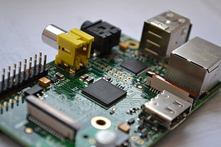 green and black circuit board, Raspberry Pi, computer, macro