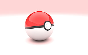 red, black, and white poke ball, Pokéballs, Pokémon, 3D