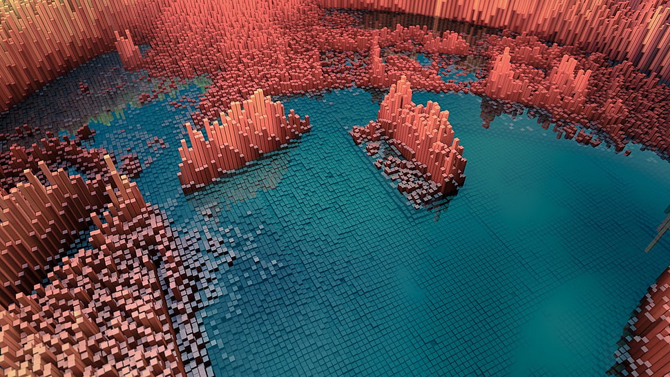 brown and blue 3D art, abstract, 3D HD wallpaper