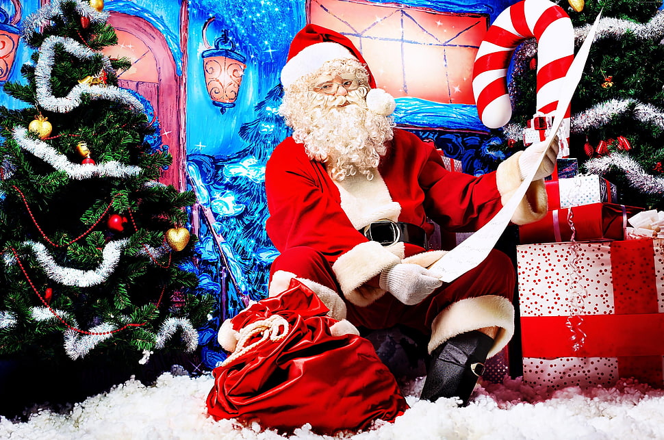 Santa Claus illustration HD wallpaper