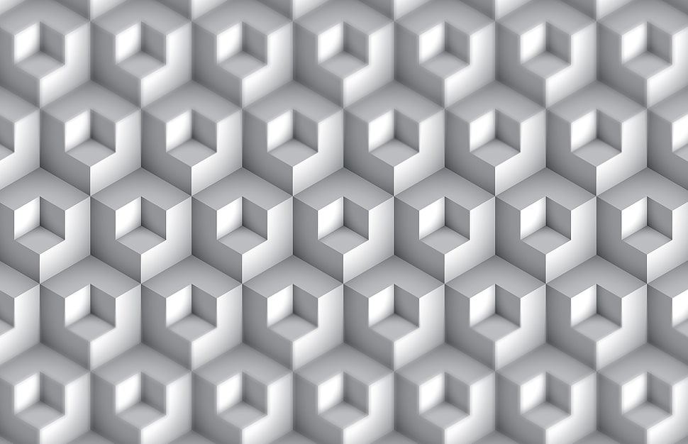 white and gray chevron textile, abstract, cube HD wallpaper
