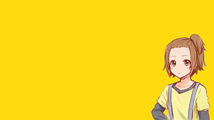 brown haired female character illustration, K-ON!, Tainaka Ritsu, simple background