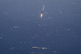 gray missile, SpaceX, rocket, Falcon 9, sea