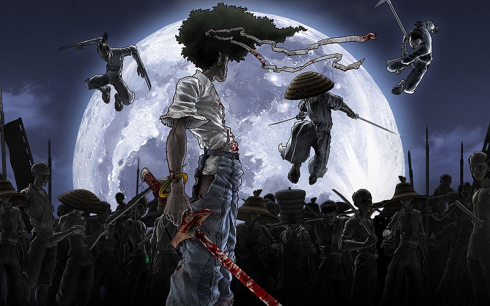 concept art illustration Afro Samurai HD wallpaper