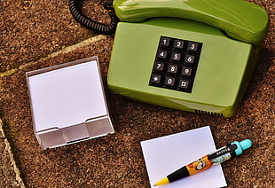 note papers and green home telephone HD wallpaper