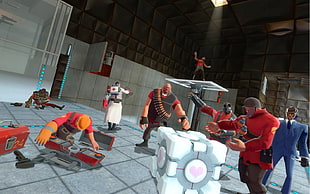 red and black power tool, Team Fortress 2, Portal (game) HD wallpaper