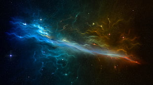 blue and orange galaxy digital wallpaper
