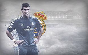 men's blue adidas Fly Emirates jersey top, Gareth Bale, Real Madrid