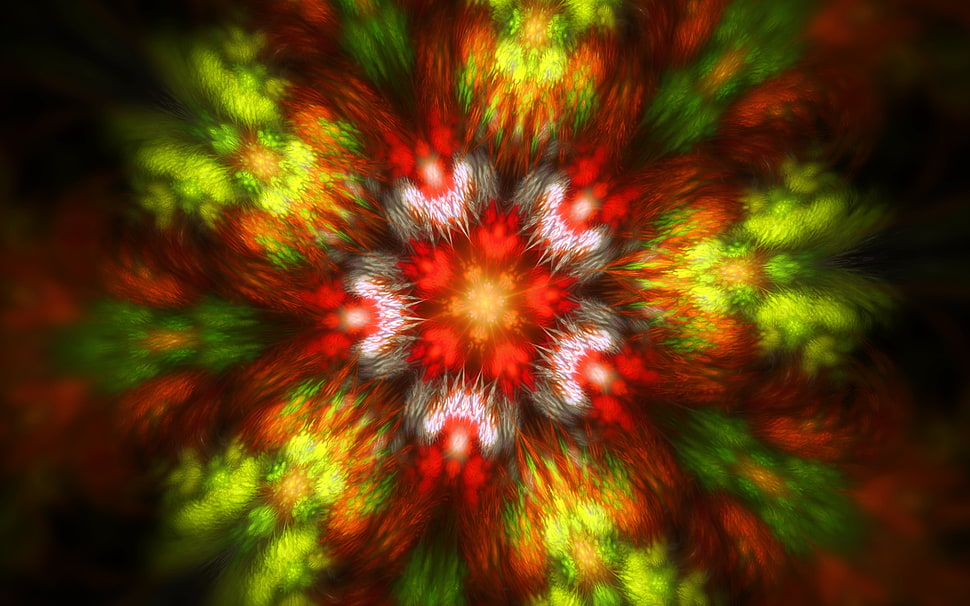 green, red, and yellow lighted decor HD wallpaper