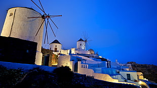 white painted wall houses, architecture, Santorini, Greece HD wallpaper