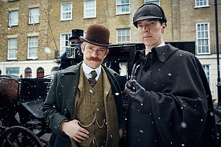 men's white collared top, Sherlock, John Watson, Sherlock Holmes, TV