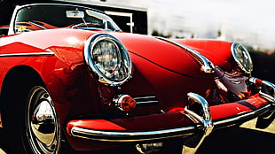 classic red car, car, Porsche, red cars