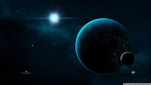 galaxy and planet, space, space art, planet