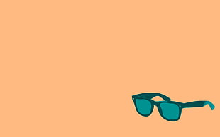 teal sunglasses with frames, minimalism, sunglasses