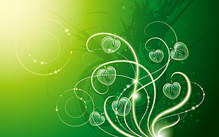 green and white leaves and vines digital wallpaper