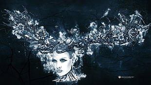 gray female bust, fantasy art, Desktopography HD wallpaper