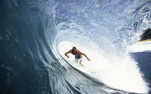 men's black shorts, sea, waves, surfing, surfers HD wallpaper