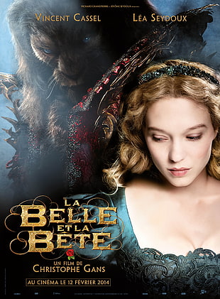 La Belle Et La Bete poster, Léa Seydoux, actress, Beauty and the Beast, La Belle et la Bête HD wallpaper