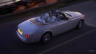 white Rolls-Royce Phantom convertible coupe, Rolls-Royce Phantom, car, British cars, luxury cars