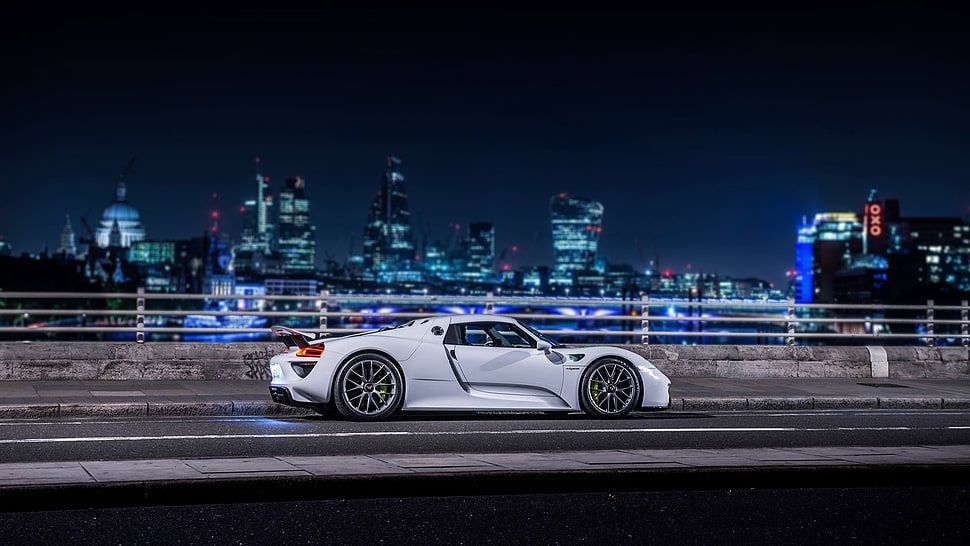 white supercar, Porsche, Porsche 918 Spyder, white cars HD wallpaper