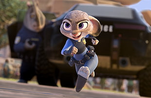 selective focus photography of police rabbit of Zootopia