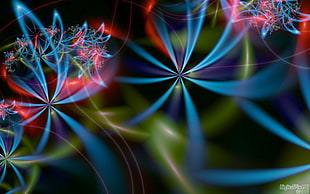 blue and green floral digital wallpaper