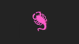pink scorpion illustration, scorpions, pink, minimalism, Drive