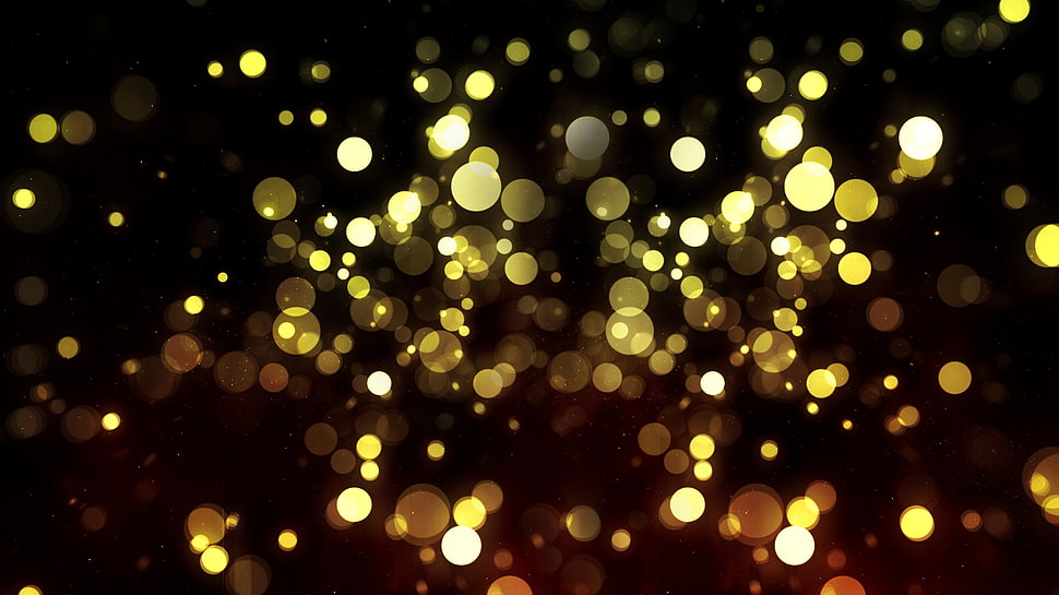 black and yellow polka dot textile, bokeh, yellow, dots HD wallpaper