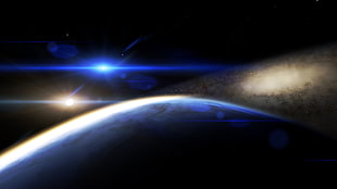 planet and galaxy, universe, stars, planet, space HD wallpaper