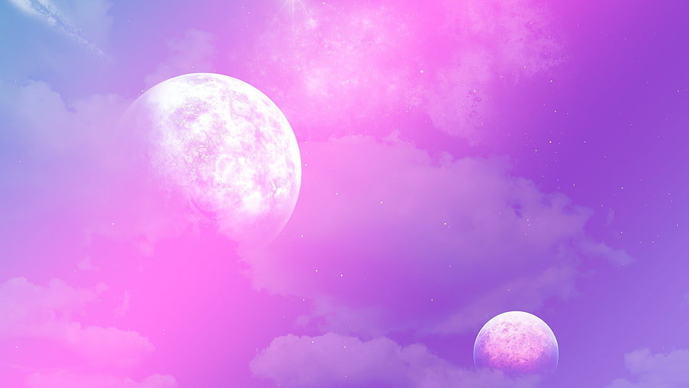 gray moon in sky illustration HD wallpaper