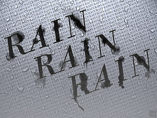 Rain Rain Rain, rain, wet, typography, monochrome