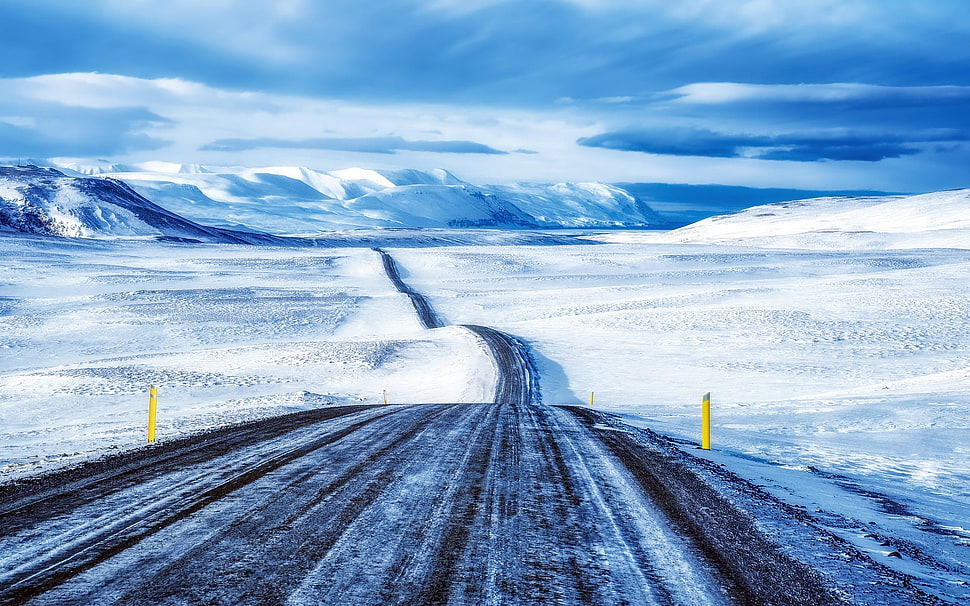 snow-capped road, nature, landscape, snow, road HD wallpaper