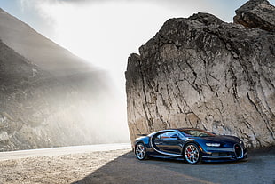 black super car, Bugatti, Bugatti Chiron, car, lights HD wallpaper